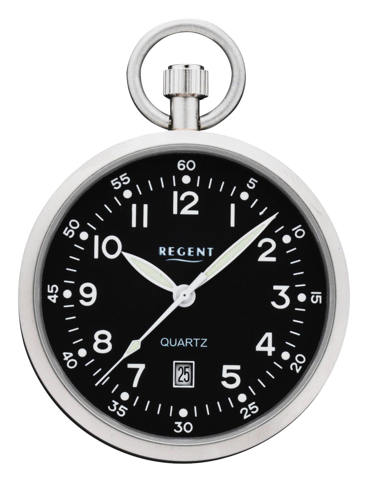 REGENT Herren Taschenuhr aus Edelstahl 43 MM Durchmesser mit einem Miyota Quarzwerk Flaches Mineralglas in verschiedenen Varianten