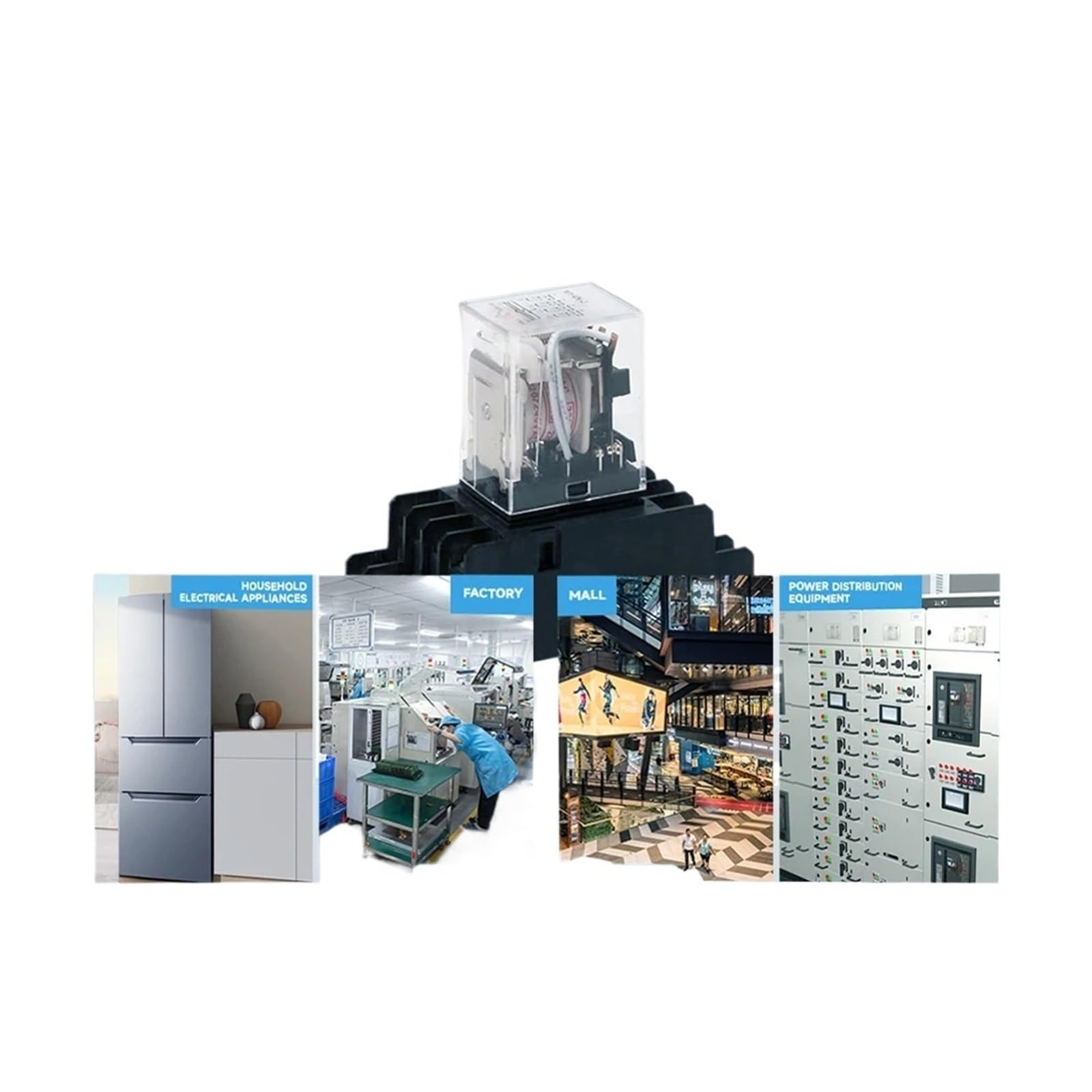 5 uds LY2NJ LY3NJ LY4NJ relé de potencia de carril DIN 12V 24V DC 110V 220V 380V AC con Base de enchufe Control Industrial(LY4NJ,AC 110V)