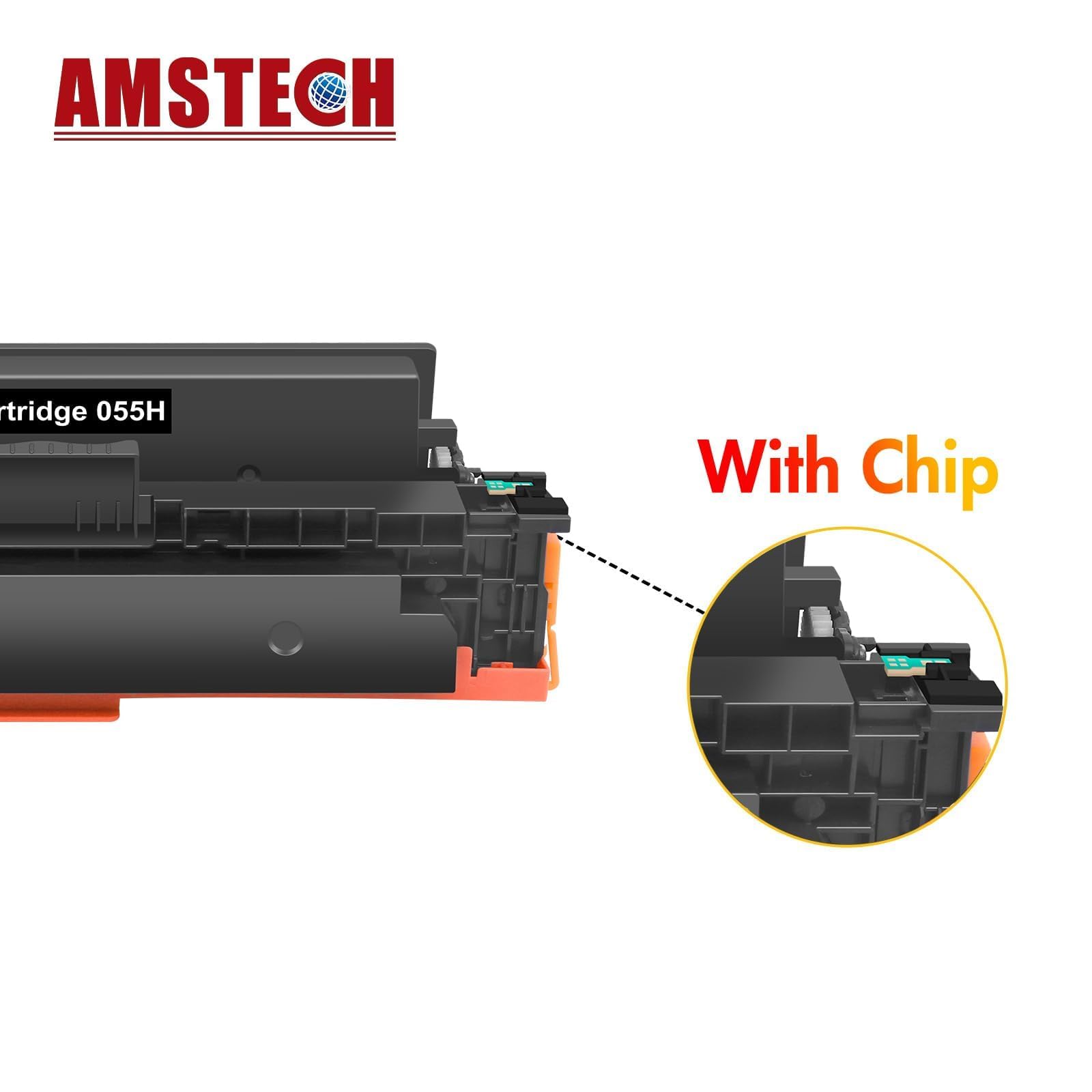 Amstech 055H Compatible Toner Cartridge for Canon 055H 055 High imageCLASS MF744Cdw MF741Cdw MF743Cdw MF745Cdw MF746Cx MF742Cdw LBP663Cdw LBP664Cx MF746Cdw MF740C LBP660C Black Cyan Yellow Magenta