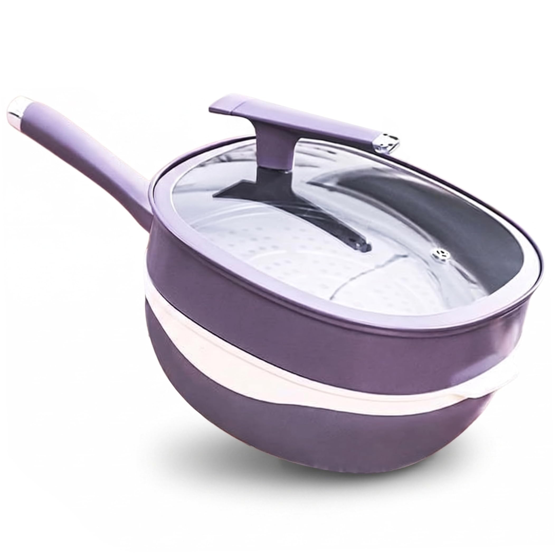 Ginwrek Titanium Pans, 1 Titanium Nonstick Cooking Pan With Lid, & Accessories, 32cm Ceramic Pan, Purple