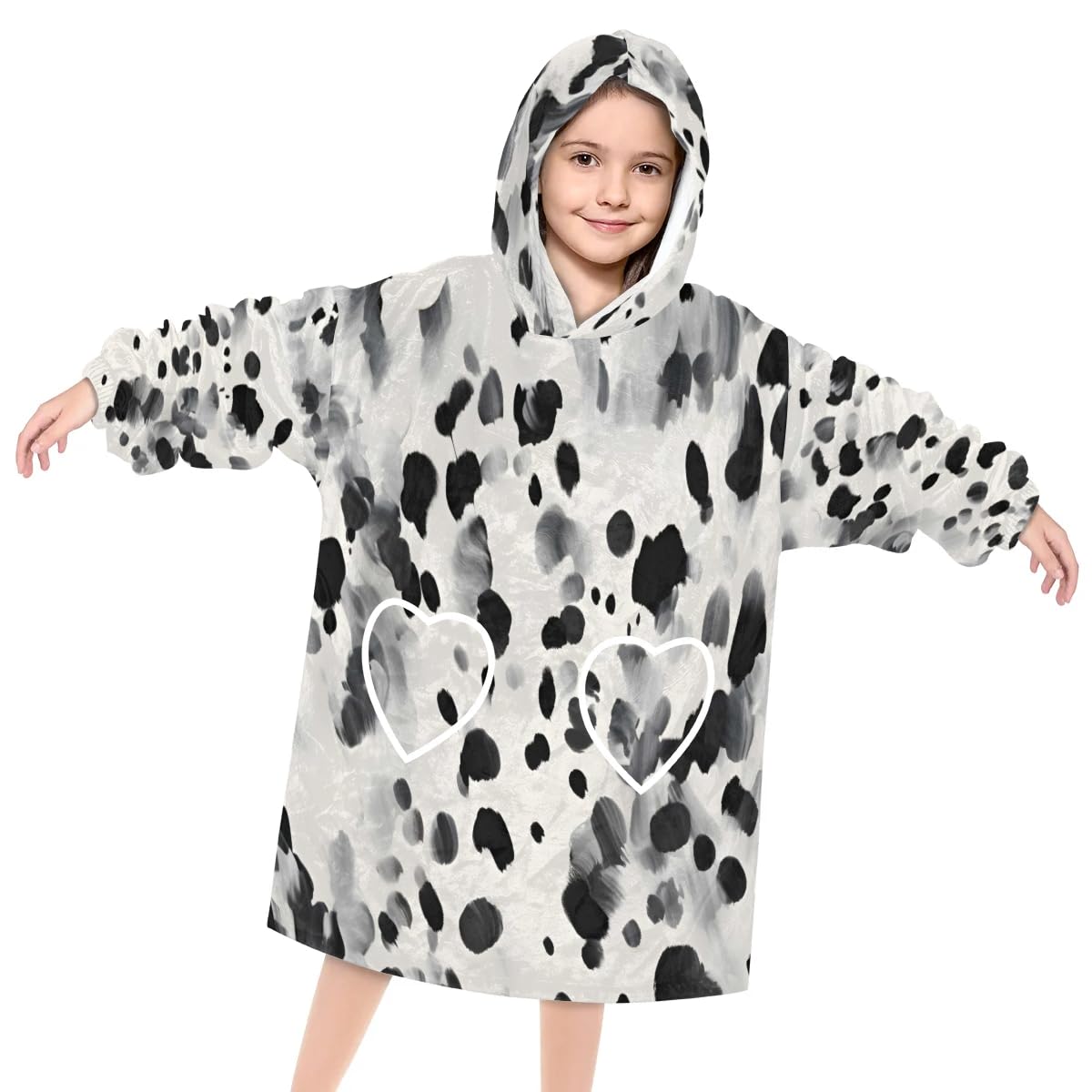 Wearable Blanket Hoodie for Kids, Fashionable Leopard Print Fleece Sweatshirt Blanket Oversized Blanket Sweatshirt with Pocket Flannel Warm Hooded Blanket 6-10 Year Old Girl Boy Gift, One Size