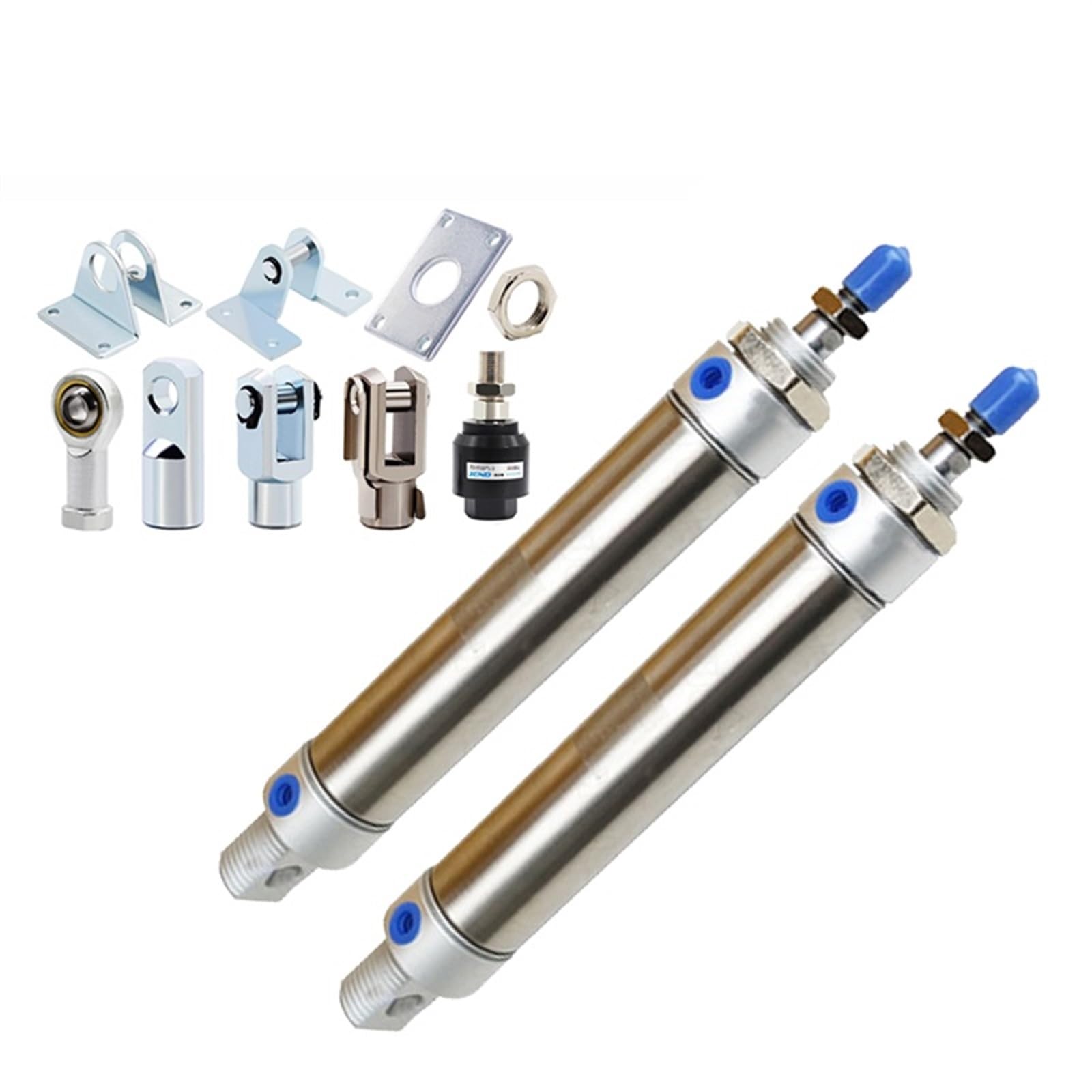 MA25 Pneumatischer Luftzylinder 25 MM Bohrung 25-500 mm Hub Kleiner Edelstahlkolben Doppeltwirkender Minizylinder Zylinder und U 1 Stücke(MA25x75-CA-S)