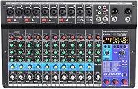 ANVAR Mixer de 12 canais, mixer analógico combinado com placa de som digital Alimentação fantasma de 48 V USB2.0, interface de PC 24 tipos de efeitos DSP produção musical doméstica transmissão em rede