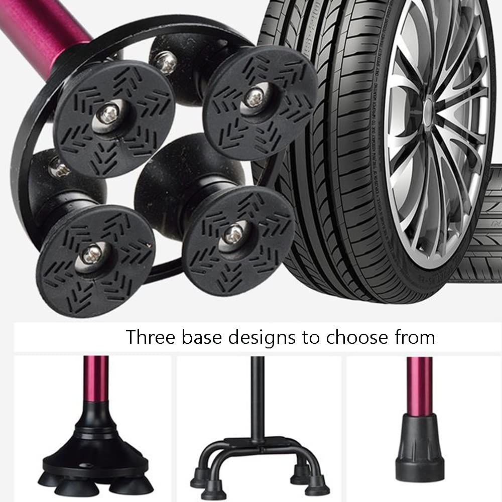 Bastón para Mujer Hombre, Bastón De 220 Libras Muletas Telescópicas con Luz Led, Bastón Independiente Portátil, Altura Ajustable (Color : Black, Size : One Foot)