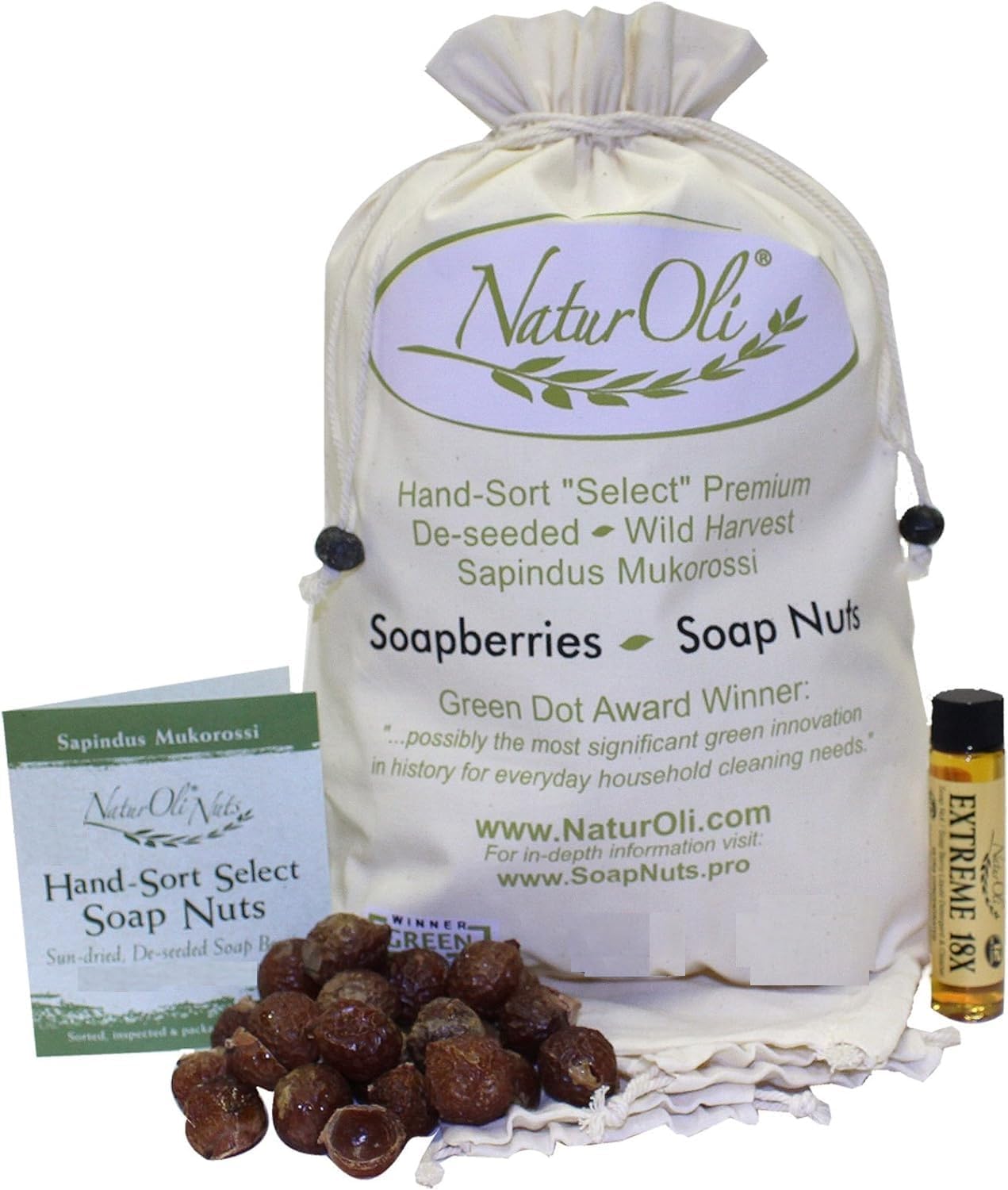 NaturOli Soap Nuts/Soap Berries - 3-Lbs organic (720 loads) + 18X Travel Bottle! Select Seedless - 3 Wash Bags, 8-pg info, Tote Bag. Organic Laundry Soap