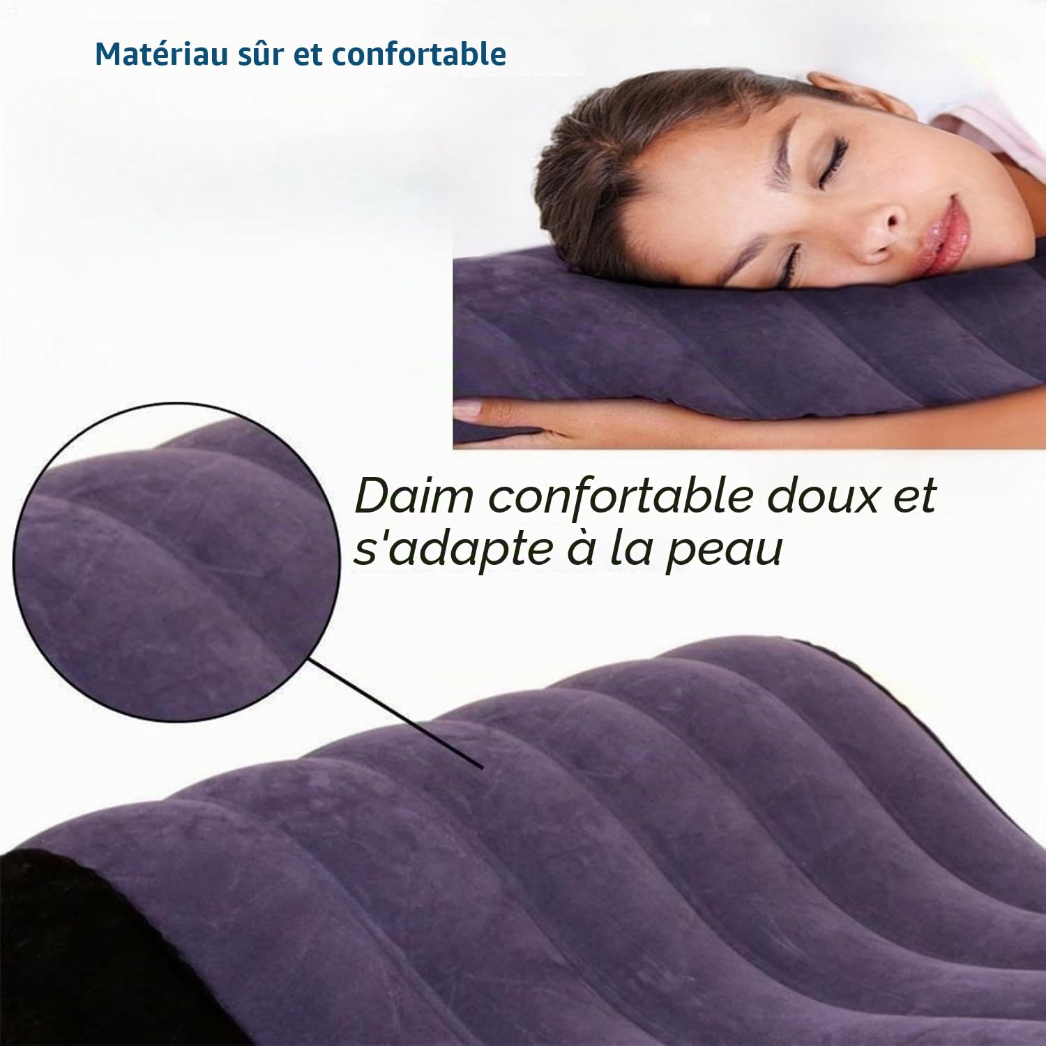 Coussin sexuel gonflable Coussin sexuel en PVC floqué Chaise sexuelle Coussin de voyage Coussin magique Coussin de soutien corporel, utilisé pour le positionnement des couples, position plus profonde