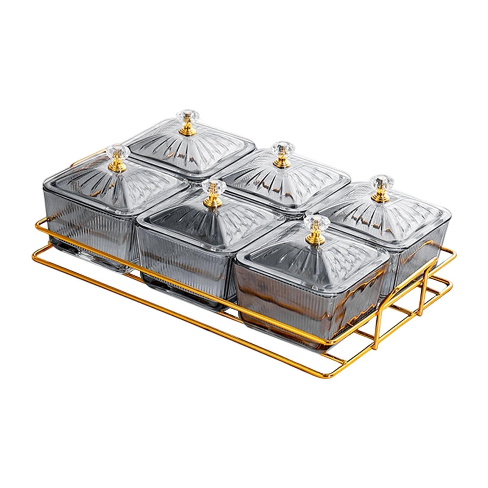 Colcolo Bols de Service pour collations, Organisateur, boîte de Rangement Alimentaire, Plateau de Service, Assiette à Fruits secs pour collations, Noix, Gris