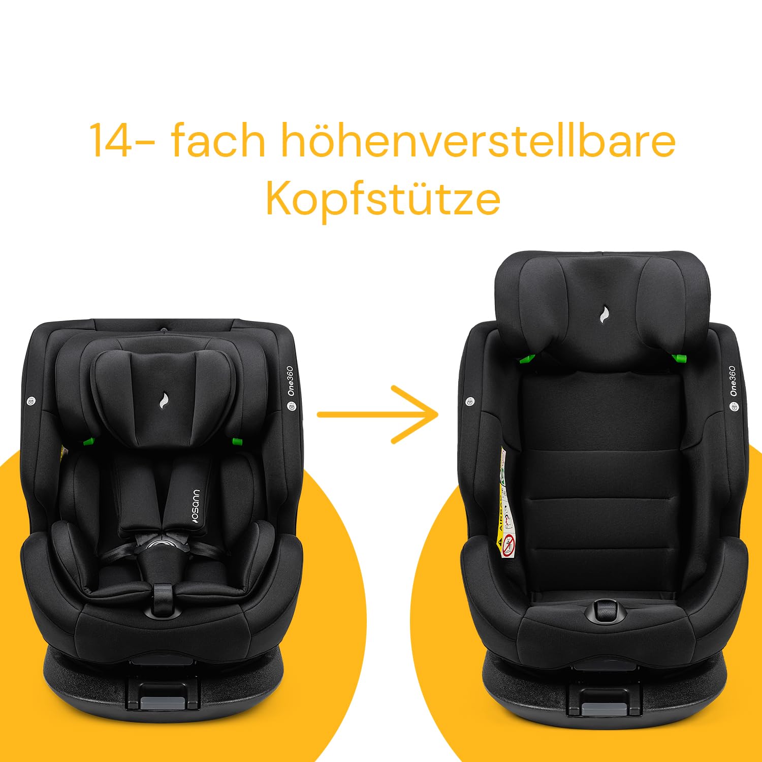 Osann One360 Reboarder 360 drehbarer Kindersitz Isofix 40-150 cm – Black | Kindersitz 0-12 Jahre, mitwachsender Baby Autositz, Kinderautositz mit viel Komfort & besonders sicher