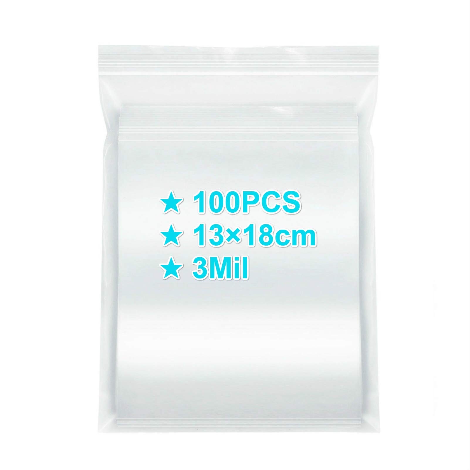 Ydd 3Mil Ziplock Bags 13×18Cm, 100Pcs, 3 Mil Extra Thick Medium Size Clear Plastic Resealable Bags With Lock Seal Zipper, Storage Pouches Grip Seal Bags For Jewelry Mask Incense Packaging
