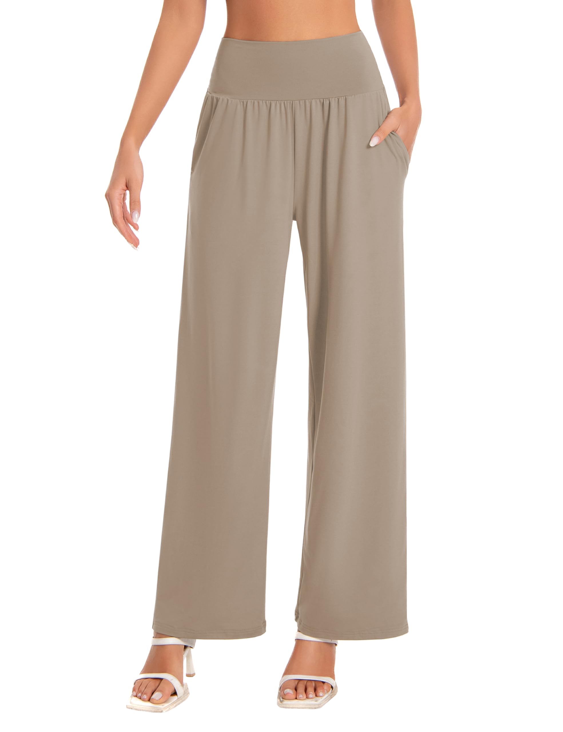 BUBBLELIME 20"/27"/29"/31"/33"/35" Women's High Waist Wide Leg Yoga Pants Loose Comfy Lounge CasualSweatpants with Pockets