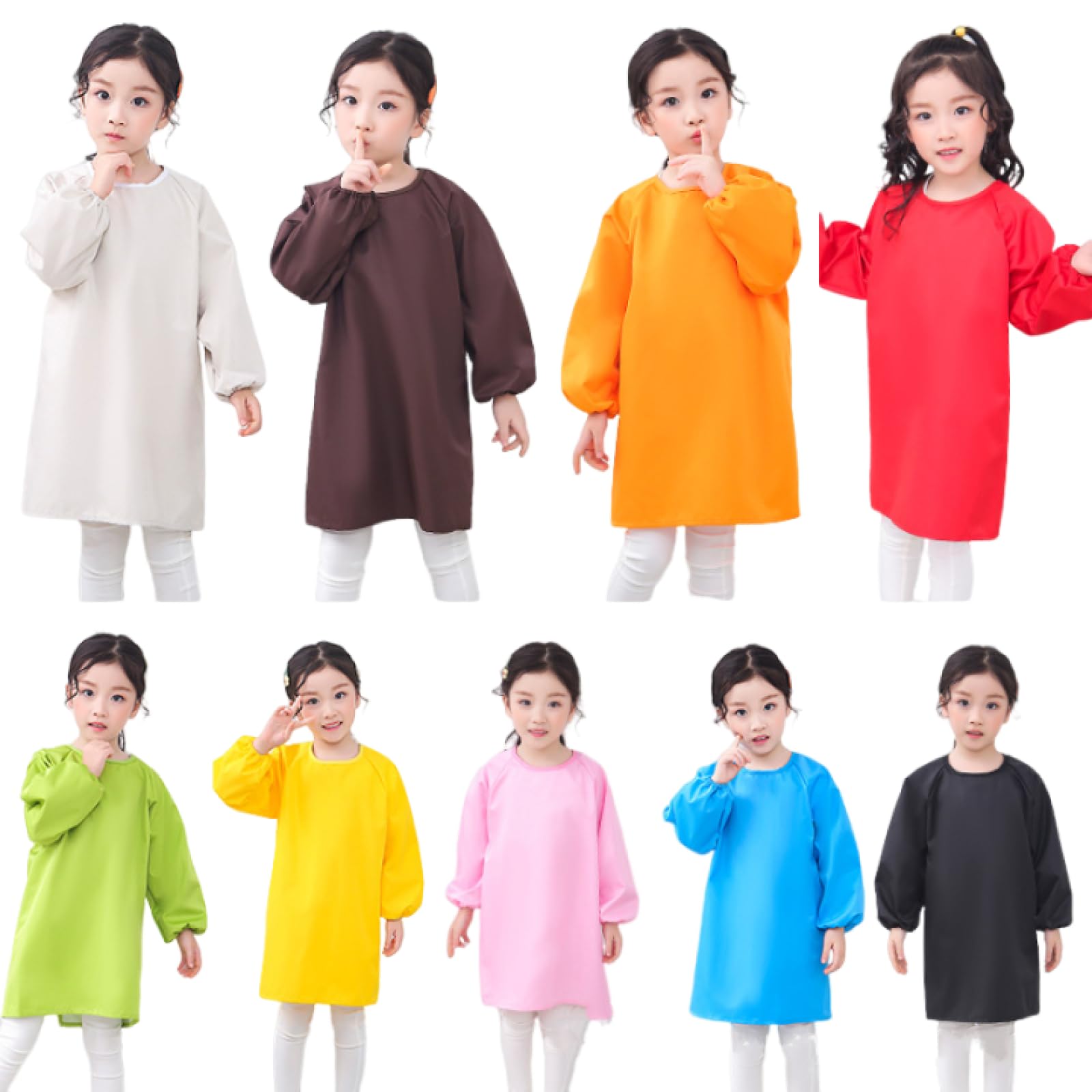 Amazon｜スモック 80-145cm 子供用 無地 エプロン 男の子 女の子 給食  