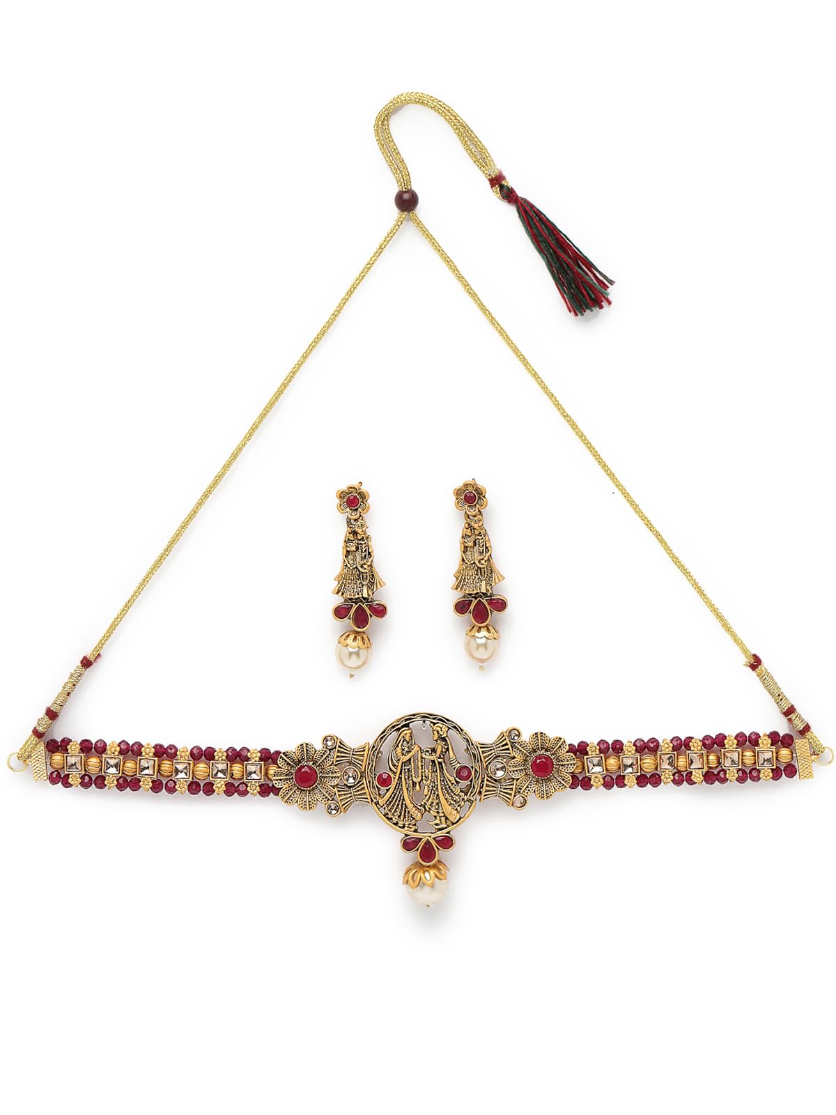 Sukkhi Distinguished Temple Gold Plated Rani Pink Stone Choker Necklace Set With Earring | Jewellery Set For Women (NS105692) (B0CBB8SNDW) Amazon Price History, Amazon Price Tracker