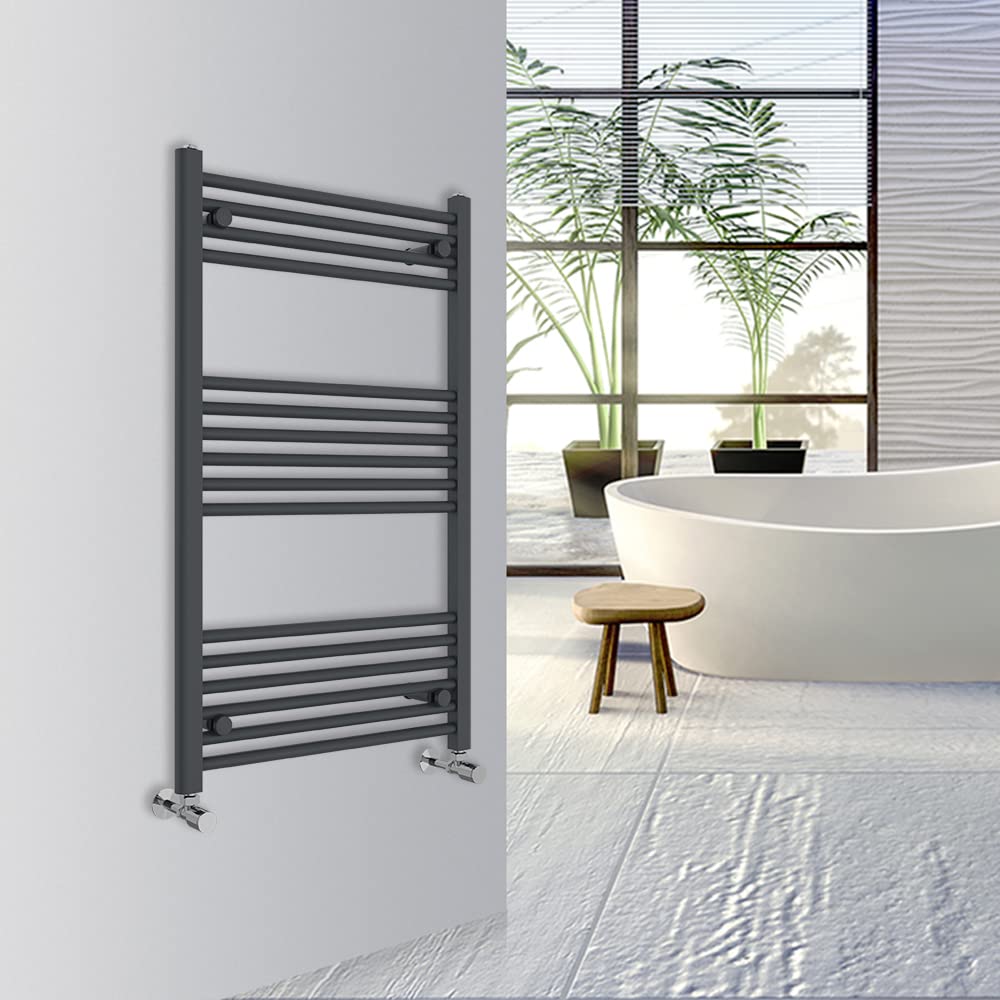 Warmehaus Anthracite Straight Bathroom Heated Towel Rail Warmer Radiator Central Heating 1000X600mm