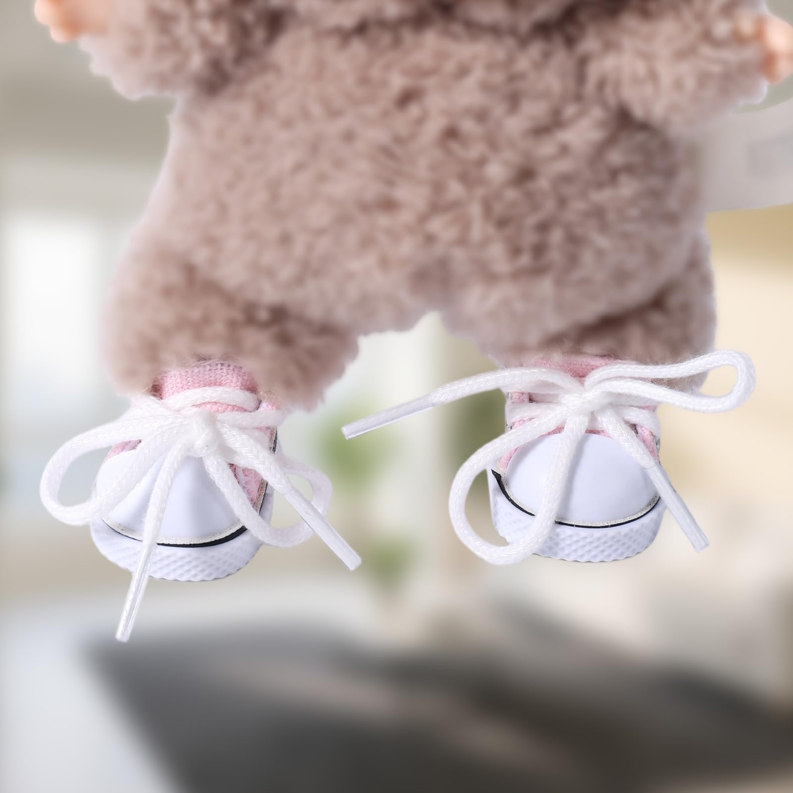 Mikovivi Scarpe di Tela per Bambole, Mini Scarpe Casual Kawaii Carine Accessori Vestiti di Giocattolo Peluche alla Moda per Bambole da 15 cm e 17 cm (Rosa)