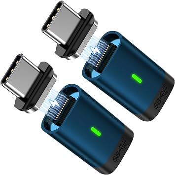 USB C Magnetic Adapter2 Pack 24Pins Magnetic USB C Adapter Straight,PD 100W Fast Charge,USB 3.1 40Gbps Transfer Speed,4K 60Hz Video Output for Thunderbolt 3,MacBook Pro/Air