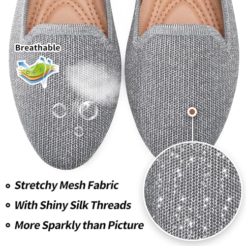 Image of BABUDOG Women's Flats Shoes Shiny Mesh Loafers Shoes Soft Memory Foam Flats