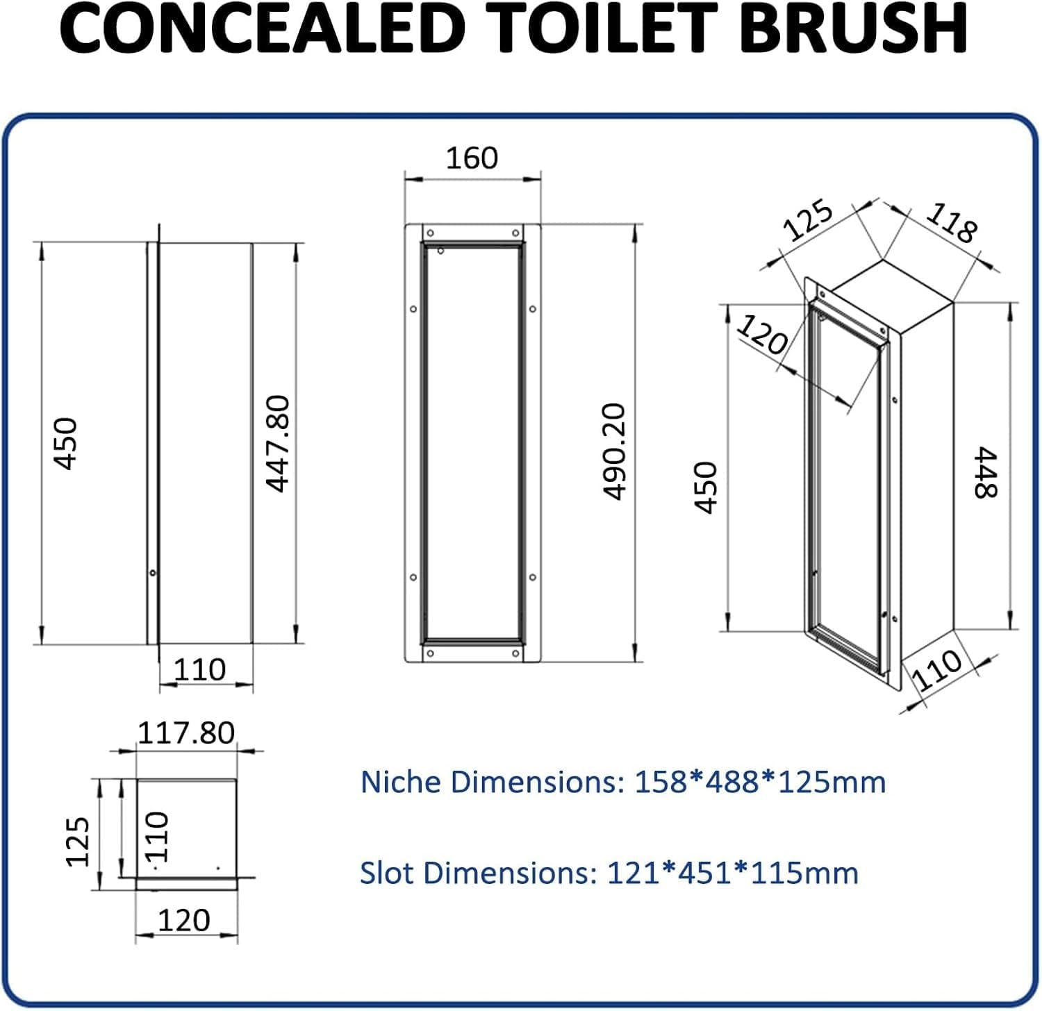 Porta scopino per WC, in acciaio inox, con chiusura elastica, design salvaspazio per una facile pulizia, ideale per bagni e hotel, doccia ad incasso
