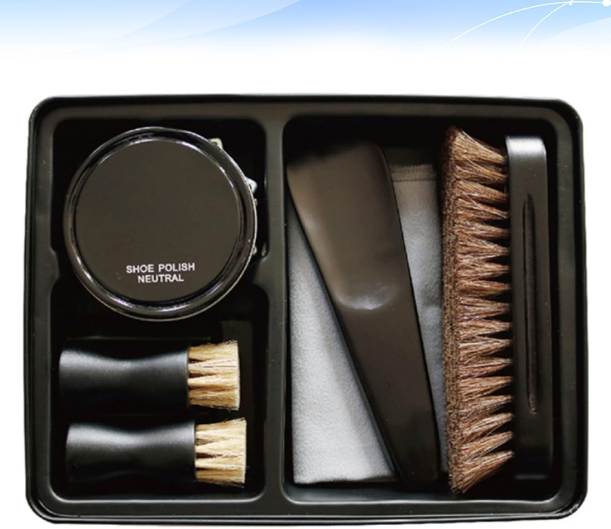 DOITOOL Leather Shoe Care Set with Dark Cream Polish and Shoe Brush for Effective Cleaning and Convenient Use for Boots Suitable for Men and Women