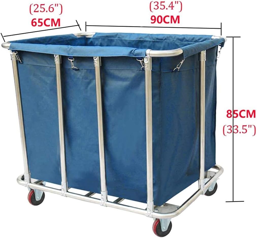 Laundry cart Cone Hotel Sorting cart Heavy Stainless Steel Service Trolley Recycling cart Large-Capacity Oxford Cloth Bag