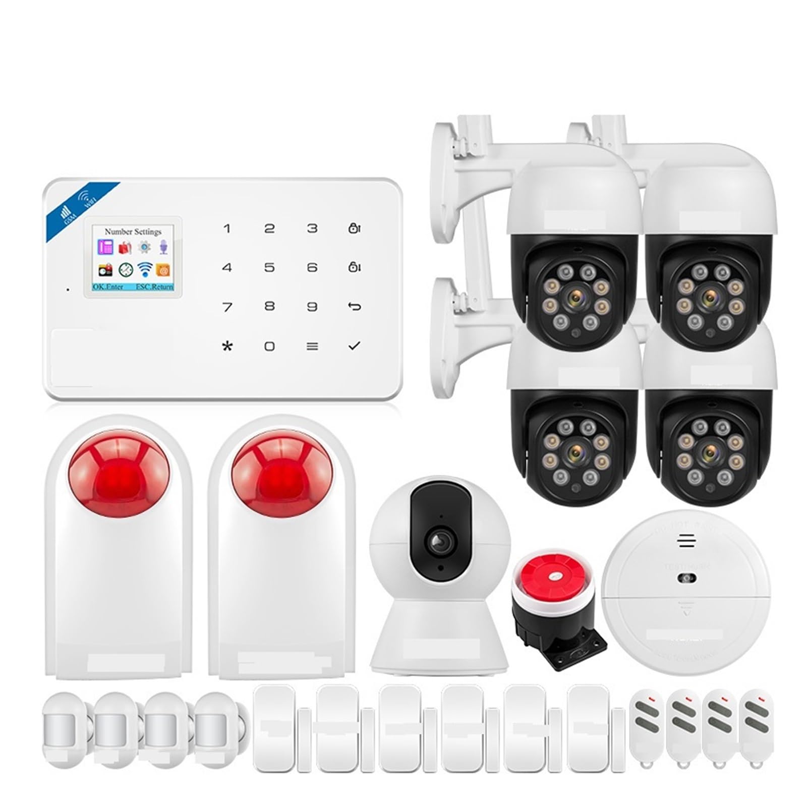 CUDTAPI Smart Alarm System GSM For Home Support Tuya Motion Sensor Door Detector Siren Security(KIT 4)