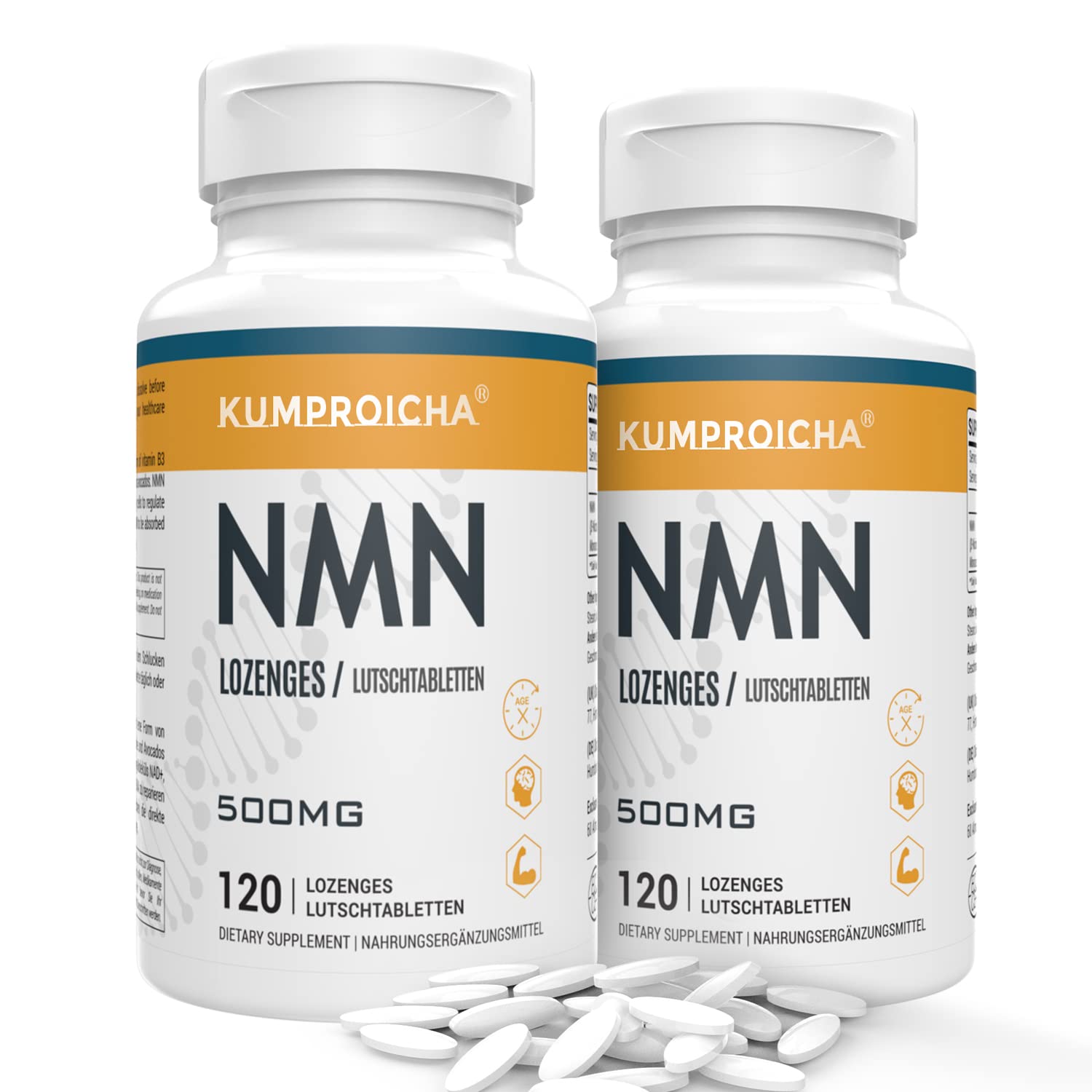 NAD+ comprimidos sublinguales 500 mg, suplemento NAD+, sin sabor, 120 unidades(Paquete de 2)