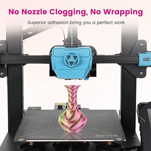 Miniatura 2 de Sovol Filamento de ácido poliláctico (PLA) de seda tricolor coextrusión de 0.069 in, filamento de impresora 3D, 2.2 libras, seda brillante, rosa,