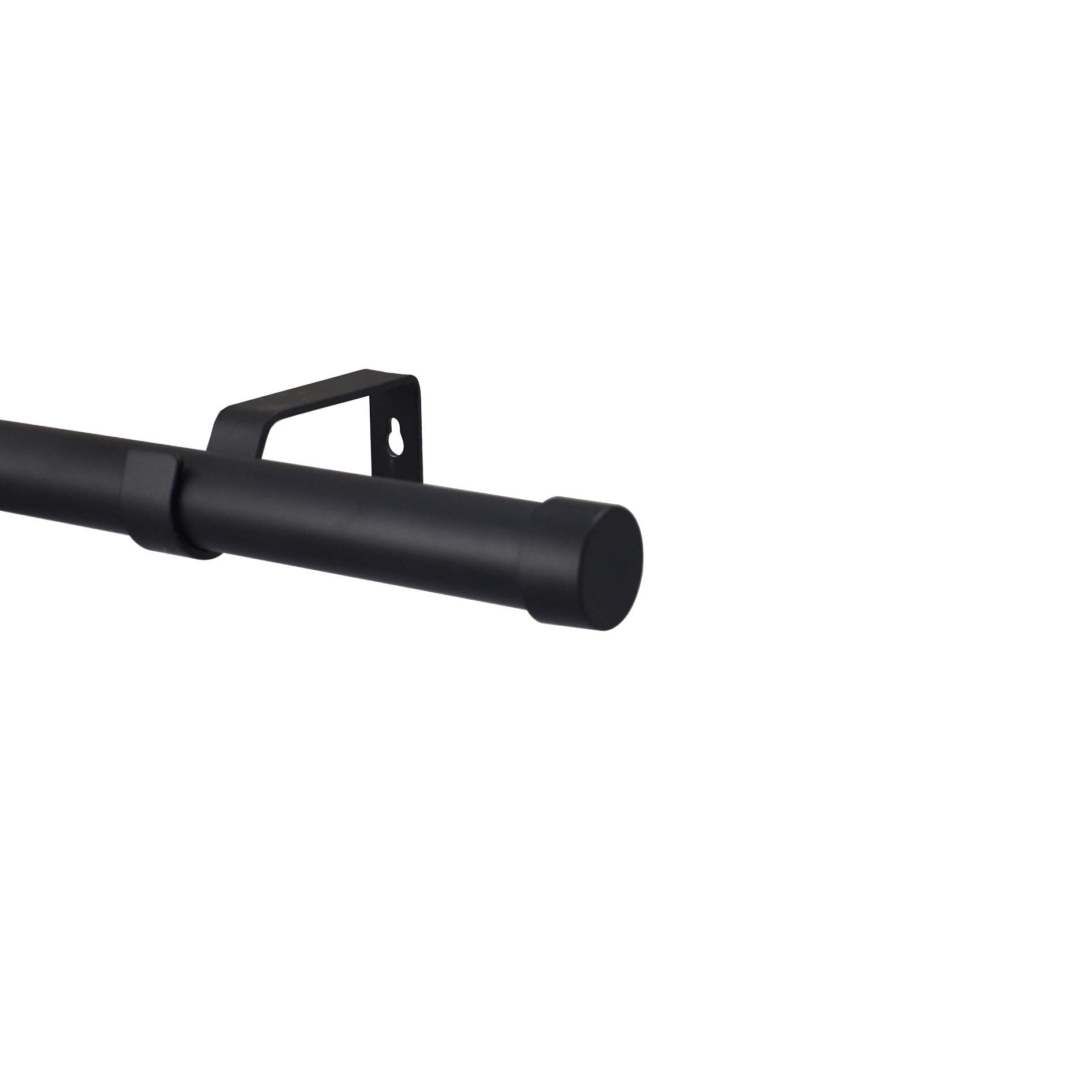 YHO Extendable Curtain Pole Matt Black Metal Curtain Pole Set 28mm Includes Finials, Brackets & Fittings (2m - 3m Extendable, Riga Finial)