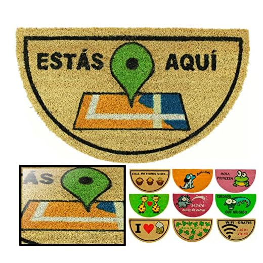 LucaHome - Felpudo de Coco Natural 70x40 con Base Antideslizante, Felpudo de Coco Divertido Estas aqui, Felpudo Absorbente Entrada casa, Ideal para Puerta Exterior o Pasillo
