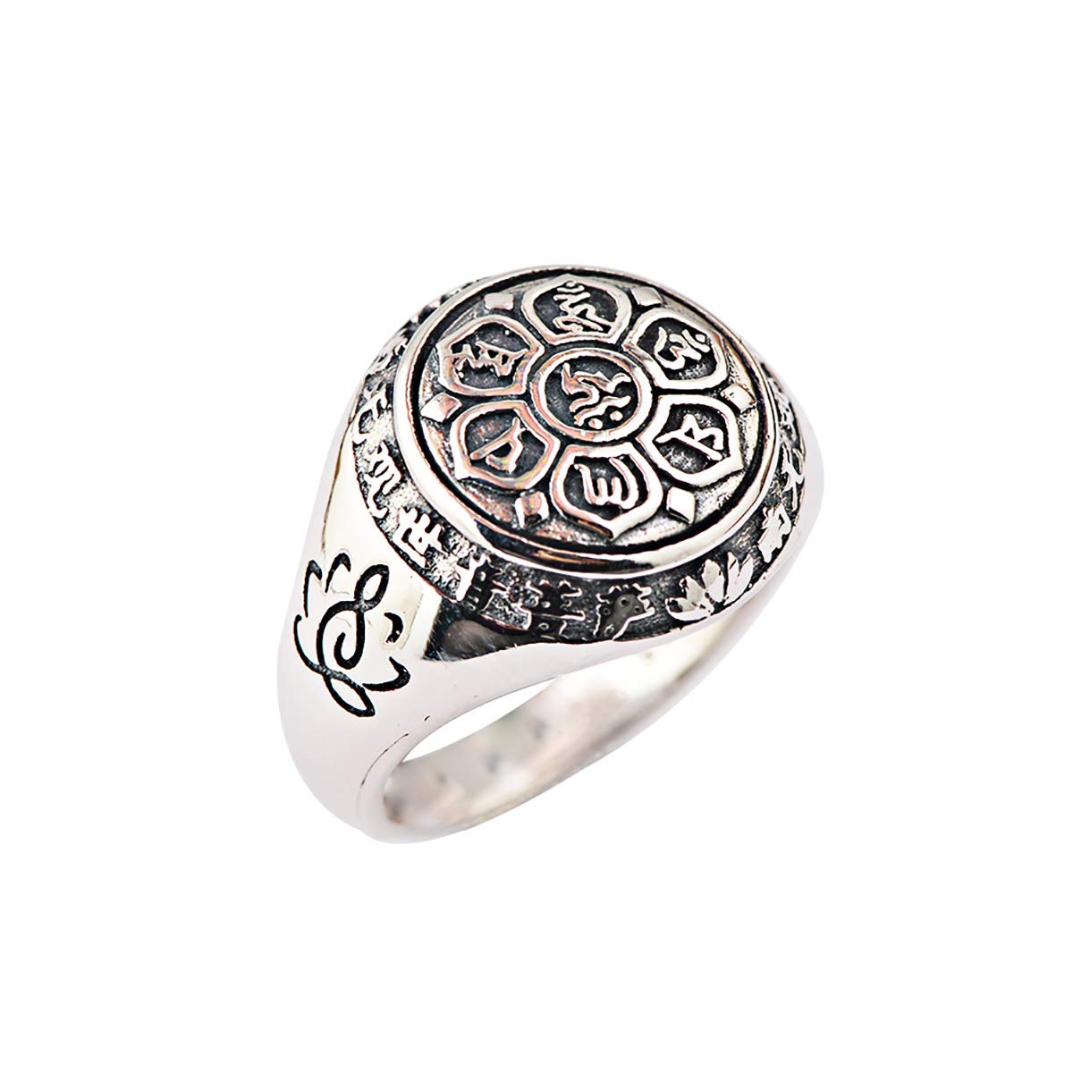 Vintage 100% Real 925 Sterling Silver Jewelry Religion Letters Flower Rings for Women Men (8)