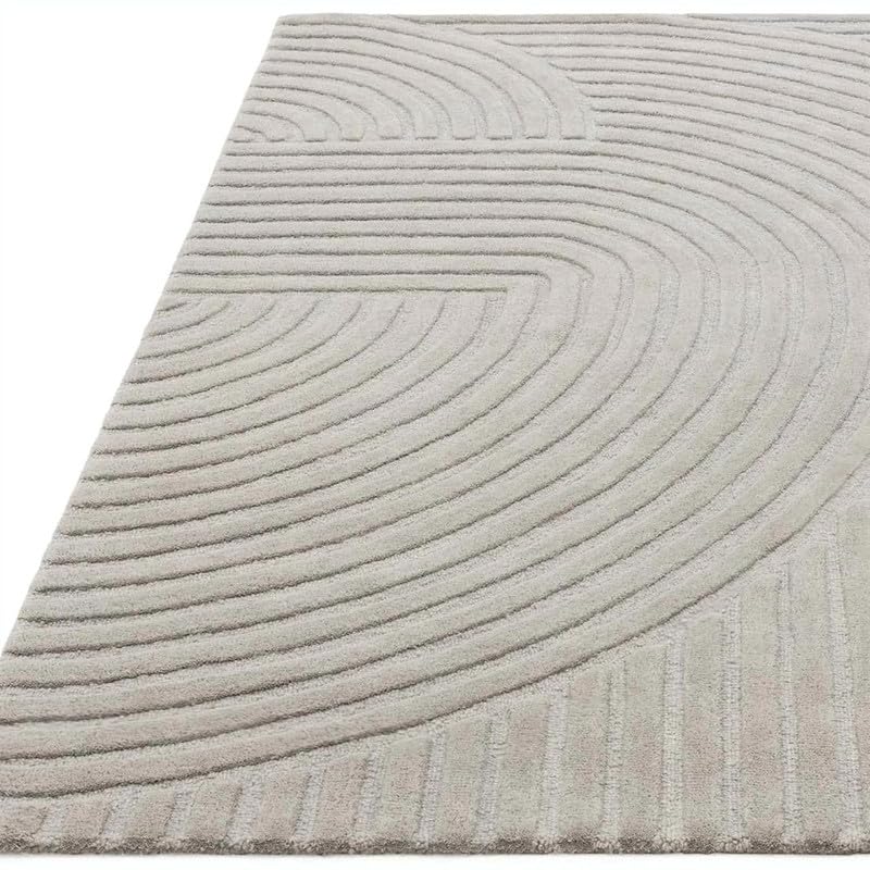 Image of Hand Tufted Modern Design Exported Collection High Low Pattern Wool Carpet for Living Room, Bedroom & Hall (Grey, 12 x 18 Feet)