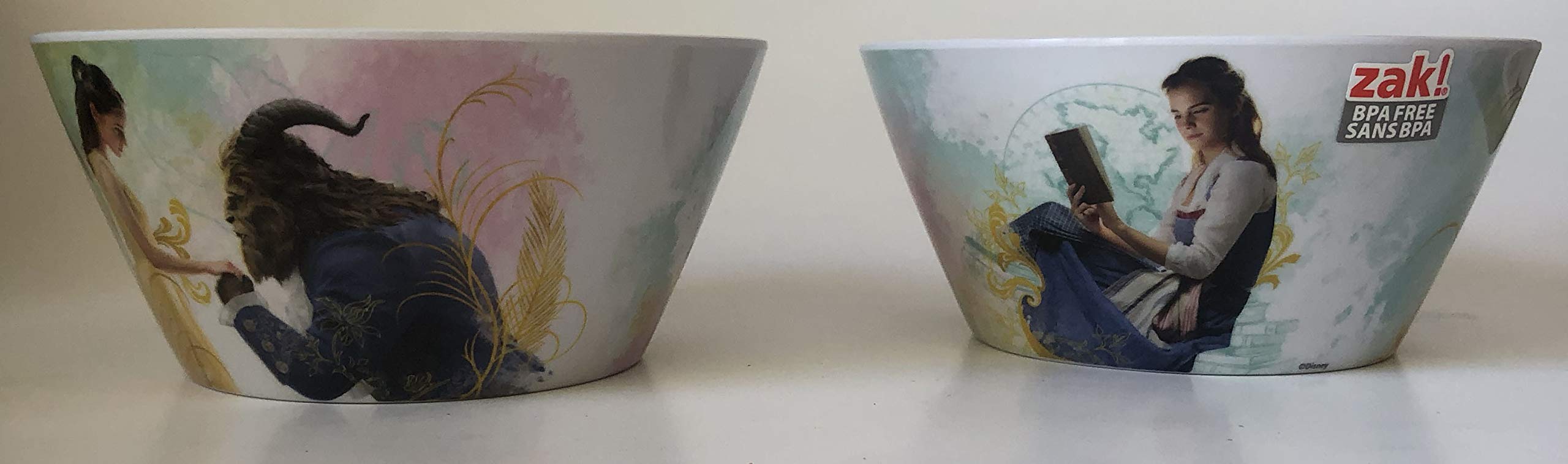 Zak Designs Kid's Soup Bowl and Bundles with Plates (Bowl 2 Pack, Beauty and the Beast)