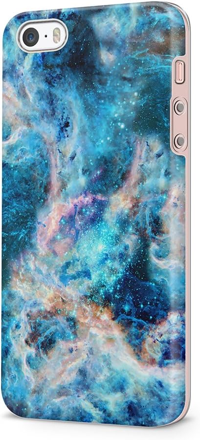 uCOLOR Compatible for iPhone 5S Case,iPhone 5 Case,iPhone SE Case Turquoise Nebula Marble Dual-Layer Hard Back+Flexible TPU Protective Cover for iPhone SE/5S/5