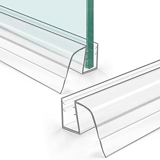 Bathroom Shower Glass Door Bottom Seal Strips, Length 39 Inch 2PCS Transparent PVC Door Bottom Seall Strips for 1/2" (12MM) Thick Framless Glass Panel