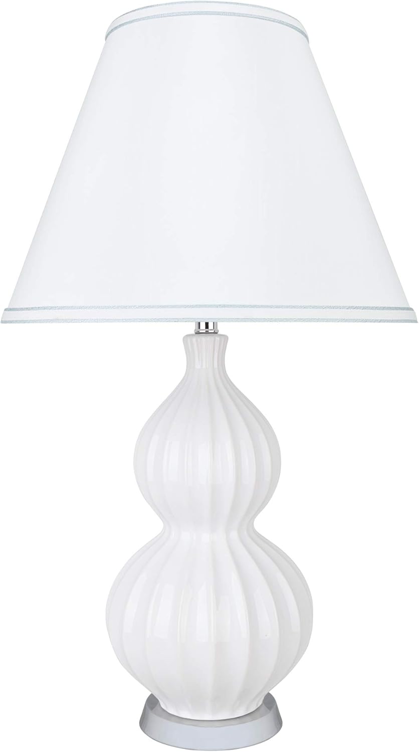 Aspen Creative 40186-31, 25" High Transitional Ceramic Table Lamp, Sand and Hardback Empire Shaped Lamp Shade in White, 14" Wide