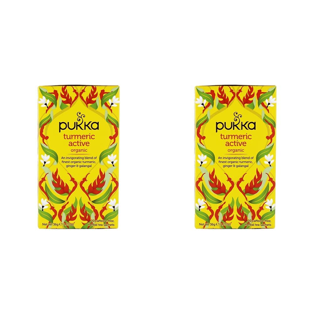 PUKKA HERBS Organic Herbal Turmeric Active Tea, 20 EA (Pack of 2)
