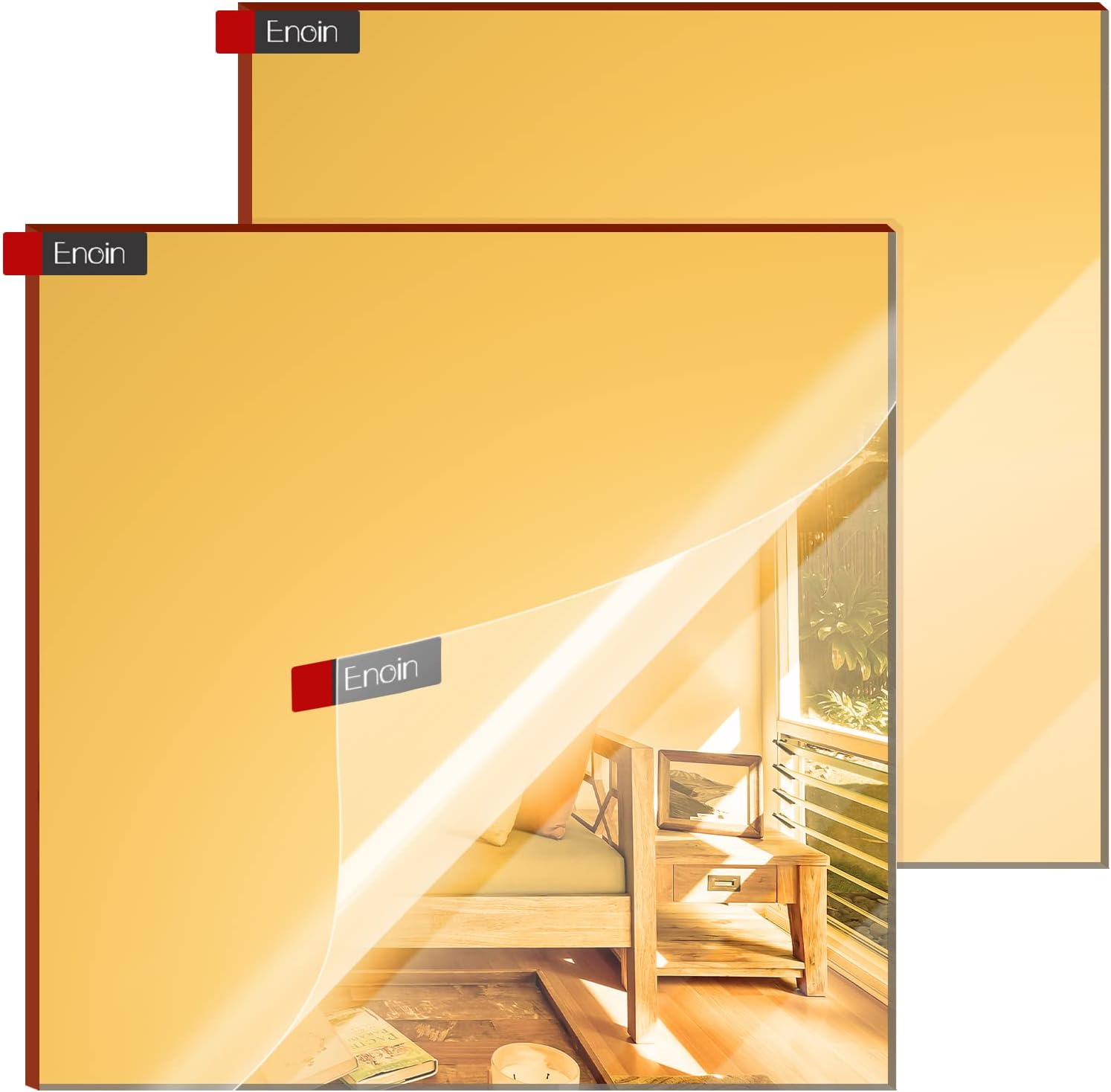 Enoin 2pcs 12 x 12 inch Gold Acrylic Sheet - Cut to Size Plexiglass Sheets 1/8 inch Thick, Small Wall Mirrors for Wall Decor DIY Craft Acrylic Sign