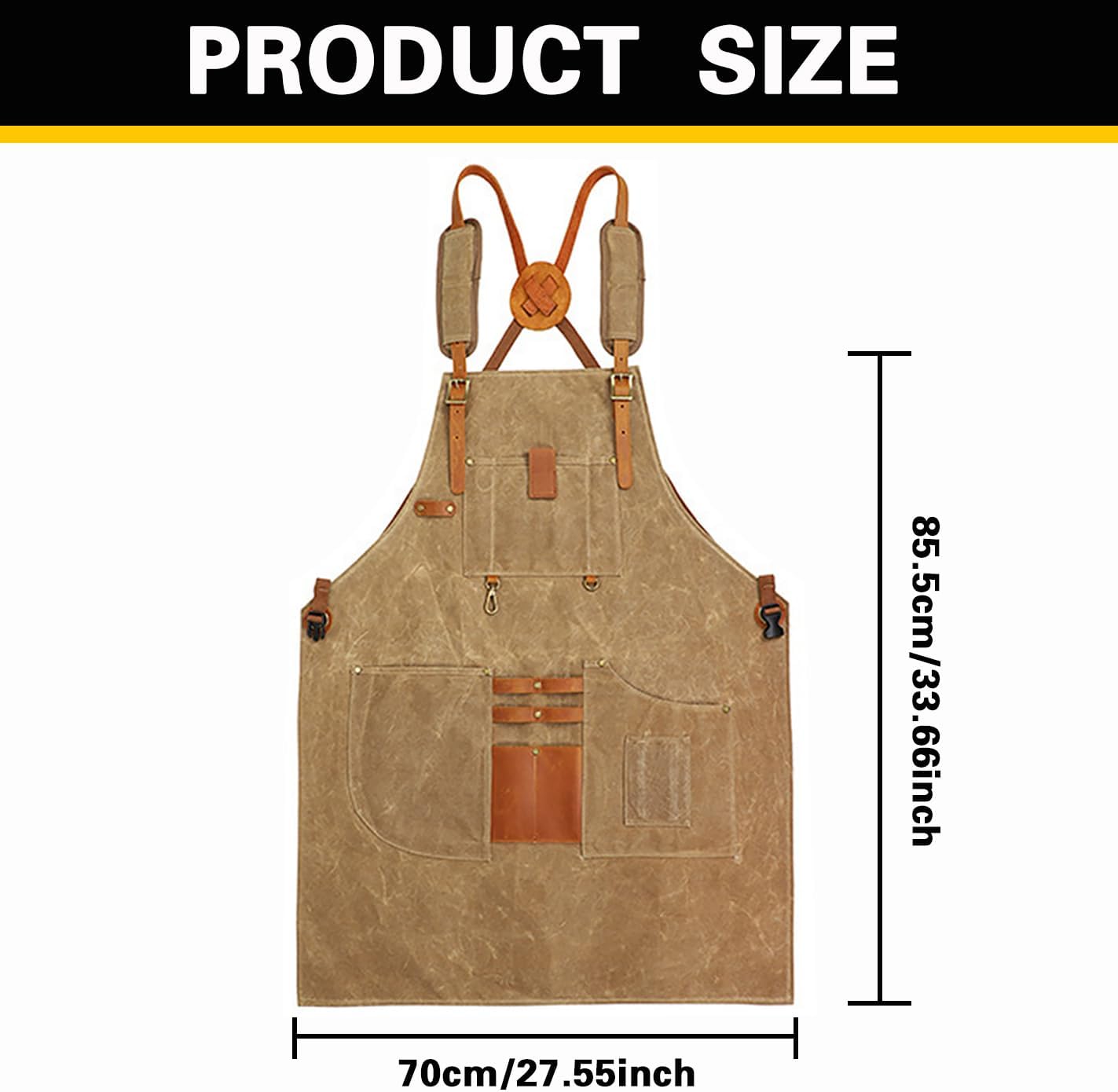Cowhide Leather Welding Apron, Heat & Flame Resistant Workshop Welder Apron with 5 Pockets