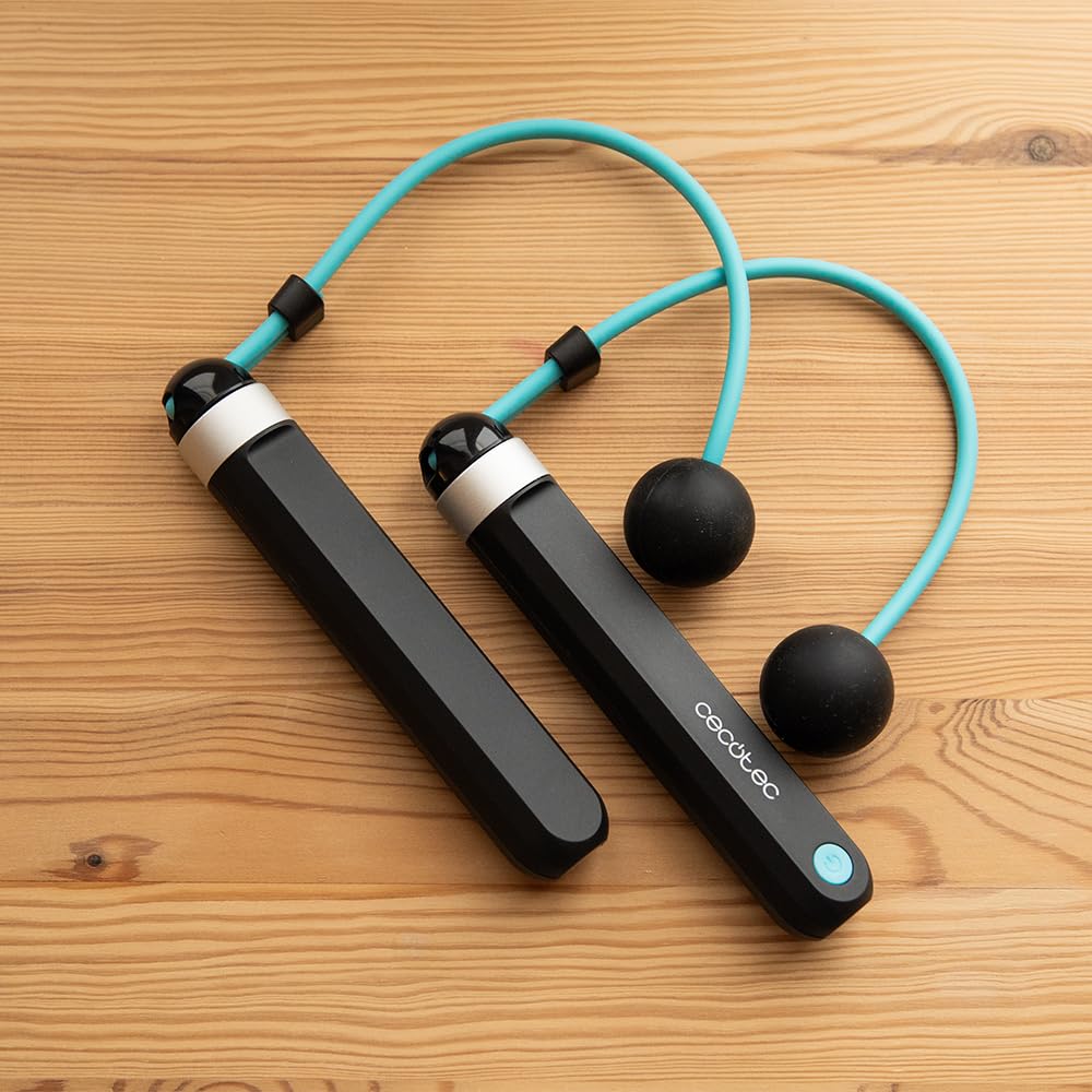 Cecotec Skakanka SmartComba 3000 Connected, regulowana 2 w 1, szybki obrót o 360º, 2 linki o długości 30 cm, połączenie z aplikacją, łącznie z linką PCW o długości 3 m, 3 tryby, wyświetlacz LED
