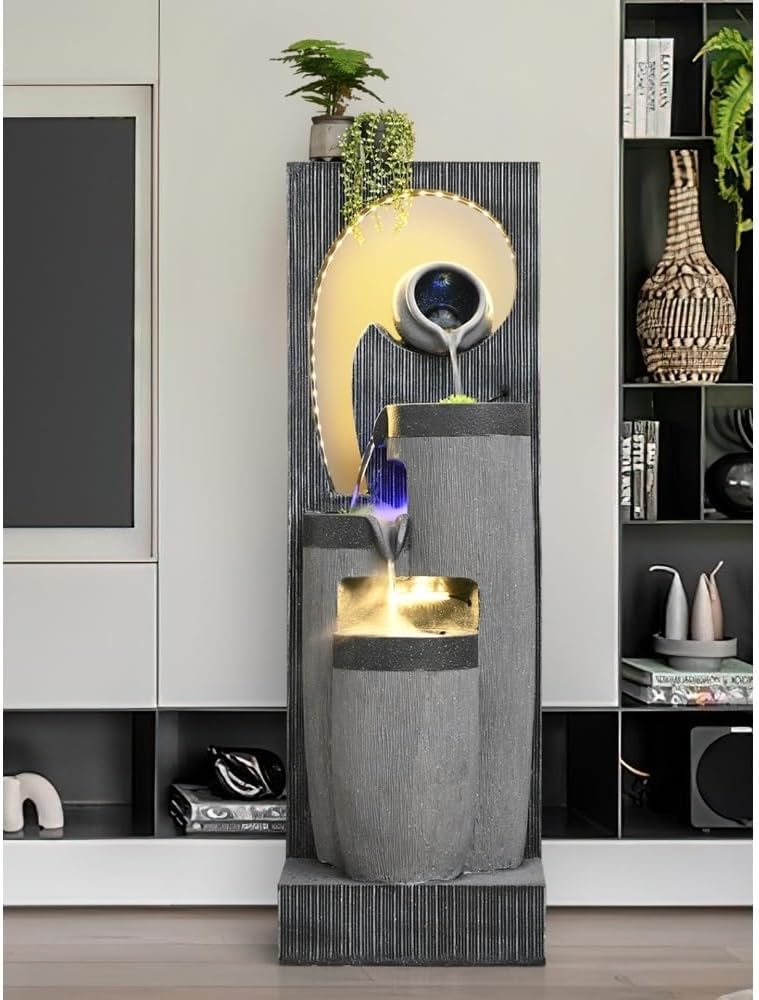 Standing Waterfall Simple Flowing Fountain Circulating Water Ornaments Living Room Foyer Office Wealth Attraction Transportation Water Scenery Decoration Floor Fountain