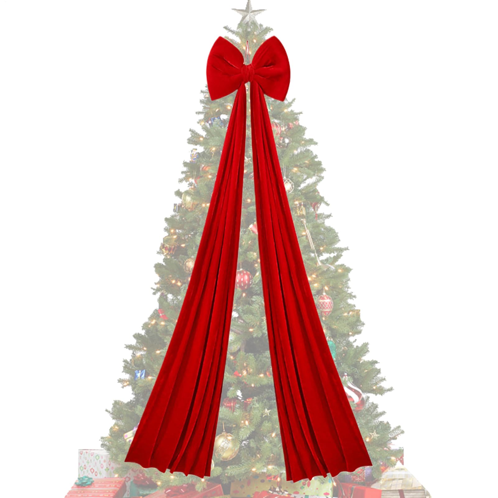 Extra Große Weihnachtsbaum Spitzenschleife 2 Meter Feiertagsdekoration | Große Baumspitze Samtschleife Rustikale Weihnachtsdekoration Für Zuhause Treppen Kamin Büro Party Hochzeit Feiertag Einkauf