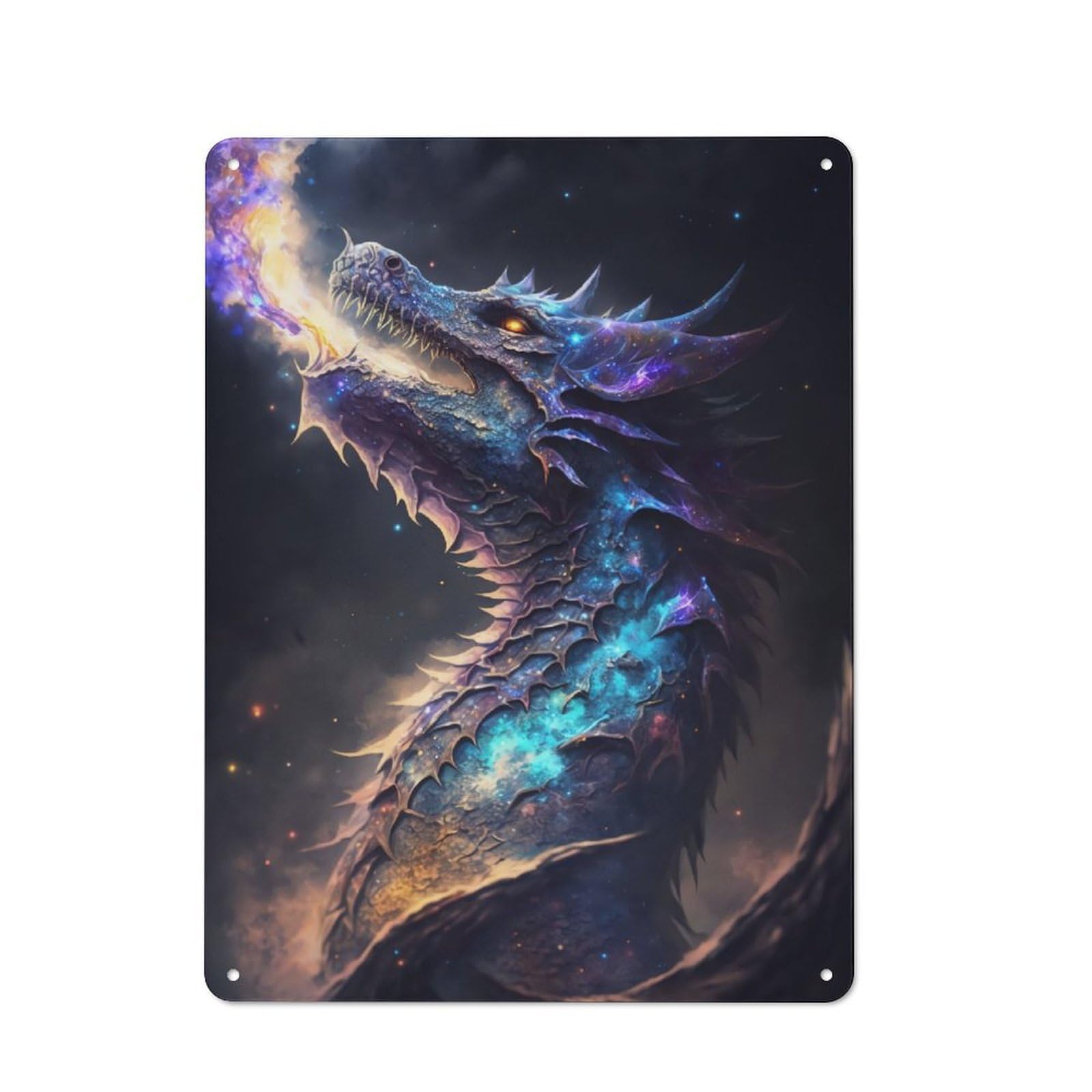 Junmoney Elder Dragons Cosmic Reign Vintage Tin Sign 40X30cm For Hobby Room Or Studio, A New Home Present For Creative Interior Collectors