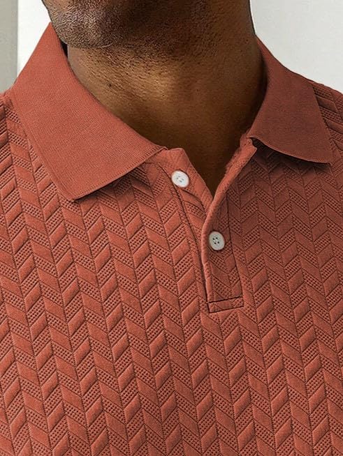 Image of GRECIILOOKS Textured Polo T-Shirt for Men | Premium Collared Jacquard Leaf Polo | Smart Casual & Formal t Shirt for Men | Stylish t Shirt for Mens for Office, Party & Everyday Outfit