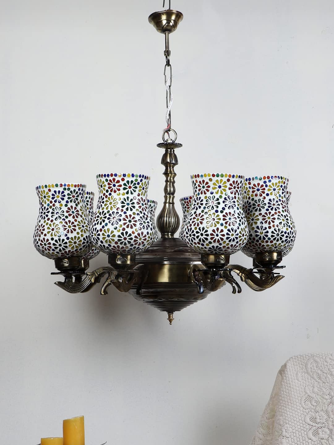 Devansh New Era 08 Light Chandelier with Mosaic Glass Shade (ENG41)-picture-14