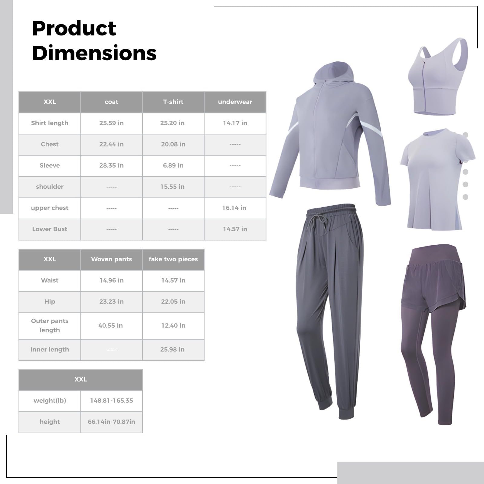 Conjunto de ropa deportiva para mujer, conjunto de 5 piezas, ropa de yoga, conjuntos de entrenamiento de manga larga para mujer, XXL, tela transpirable que absorbe la humedad, diseño versátil