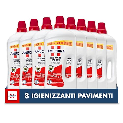 Immagine del prodotto AMUCHINA Detersivo Igienizzante Pavimenti Freschezza Alpina, 8 Flaconi da 1.5 LT