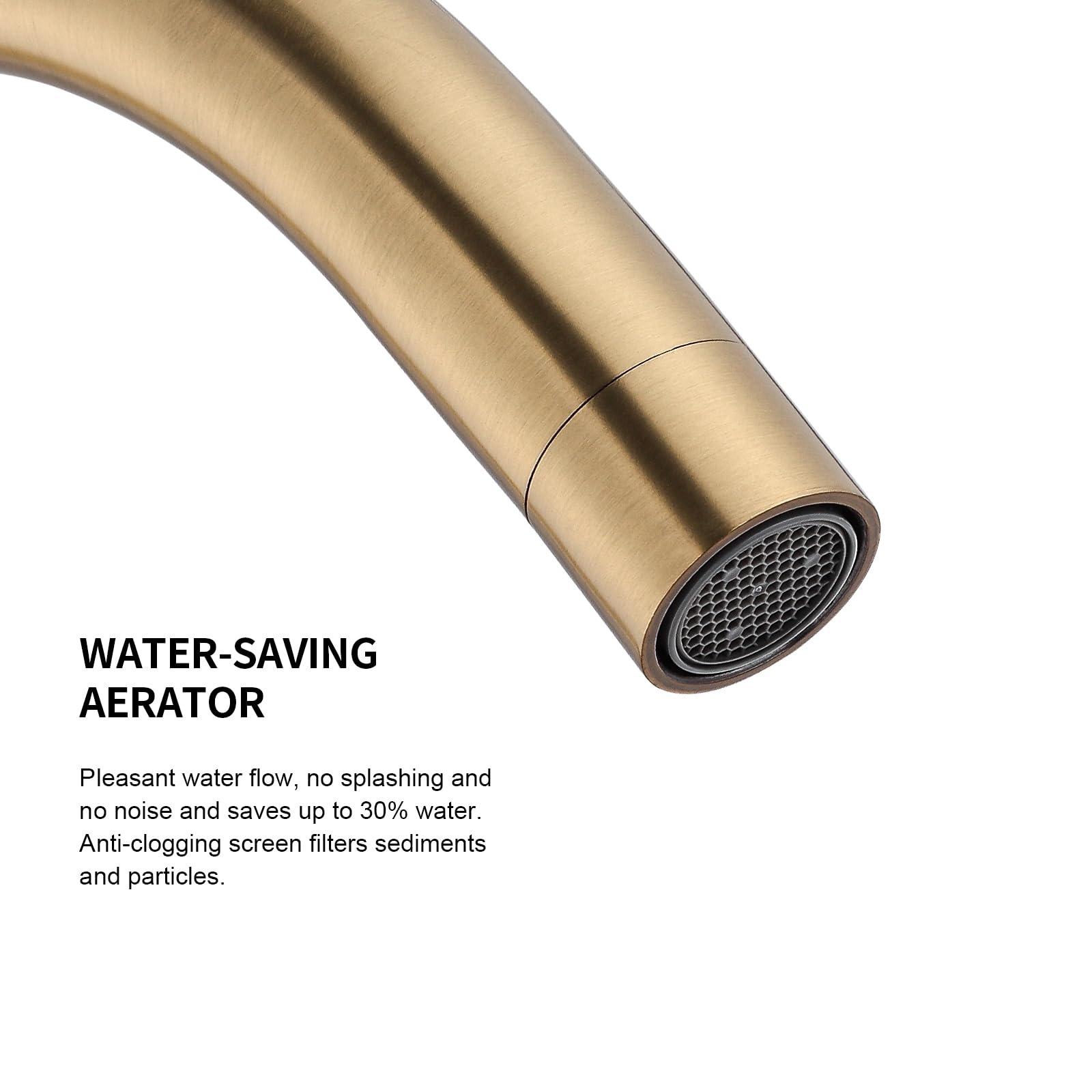 Grifo monomando para fregadero de cocina/barra, grifo de acero inoxidable con acabado dorado cepillado, un solo orificio, grifo giratorio de 360° para casas de campo, caravanas, autocaravanas y bañ