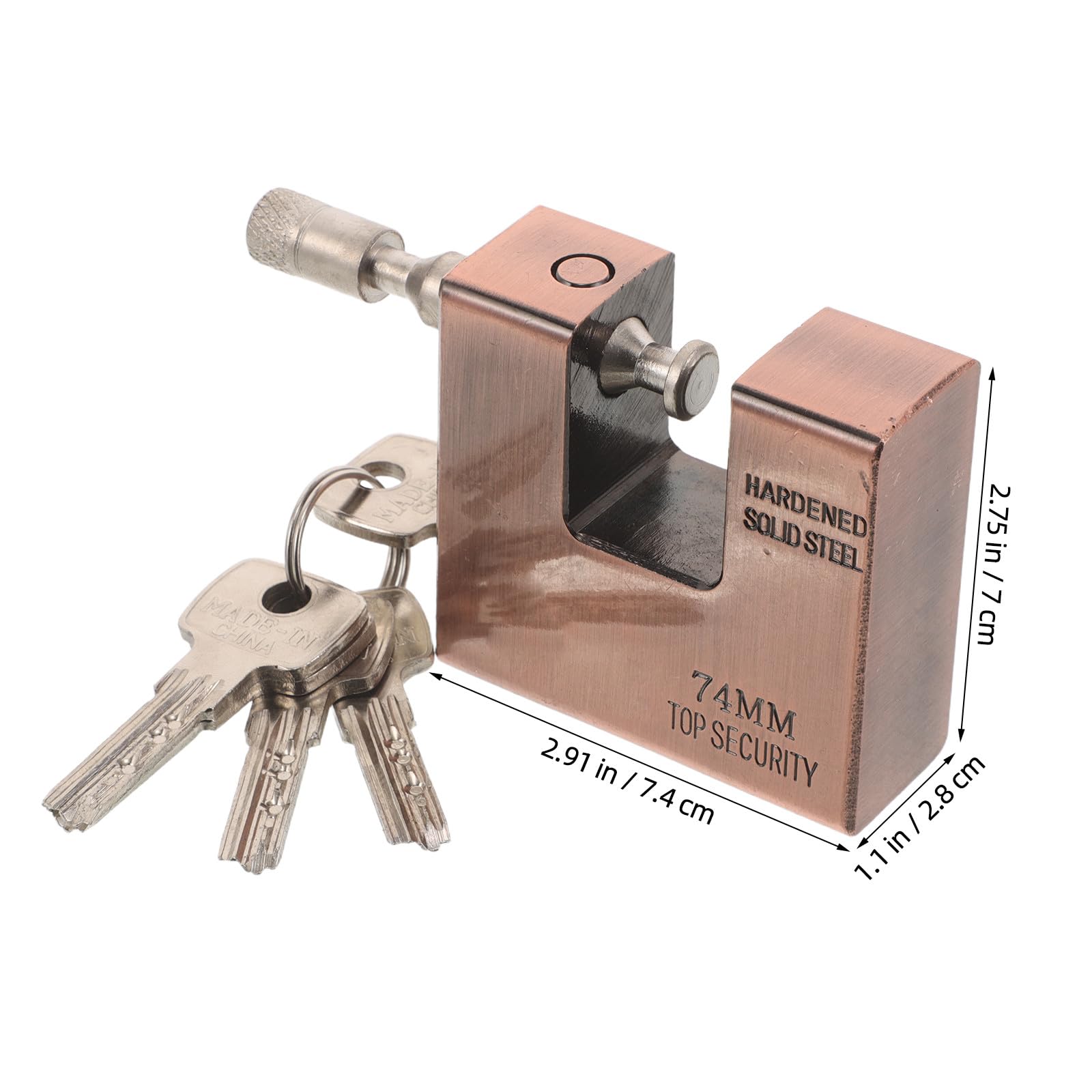 Candado de alta seguridad con llave - Candado con teclado de 74 mm para trastero - metálico para interior y exterior con llaves - Marrón
