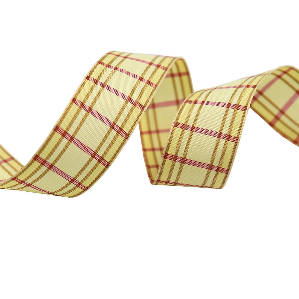 Tartan Ribbon, 25mm x 9M Black Watch for Christmas Valentine's Day Scene Decoration(Yellow)