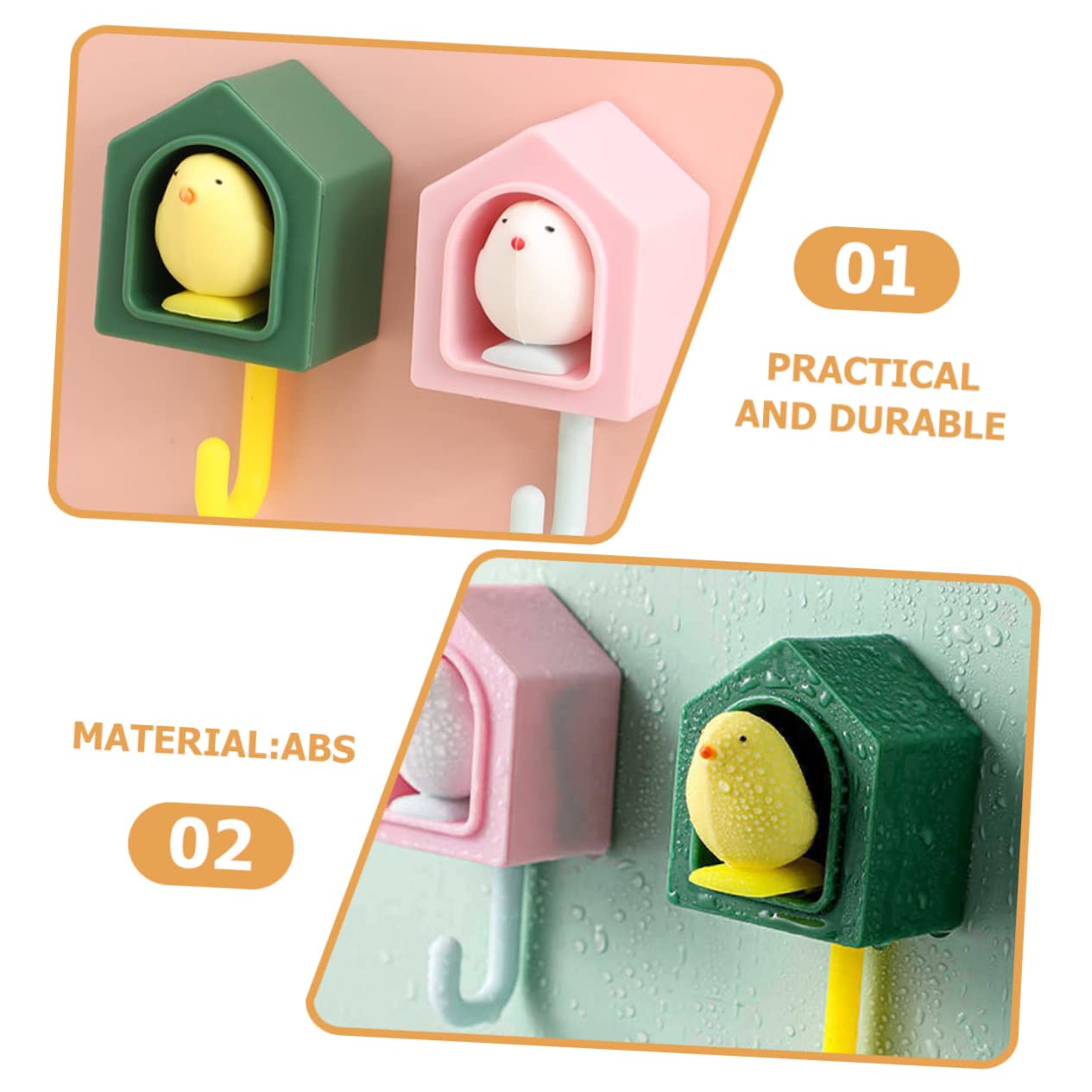 VASDEV 10 Ganchos Adhesivos creativos para pájaros, Ganchos para Colgar en la Pared, Objetos Colgantes sin Rastro Abs (Color Surtido x 2 Piezas 9,3 x 4,7 x 3,5 cm x 2 Piezas)