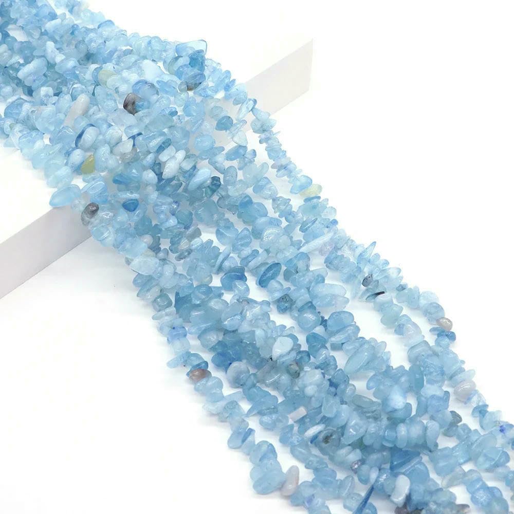 Natürliche Aquamarin-Quarz-Kristallsteinperlen, freigeformte Splitter, Kiesel für Party-DIY-Bastelarbeiten, Halsketten, Armbänder, Schmuckherstellung - Alxa-Achat - 20 Stück (ca. 16 Zoll)